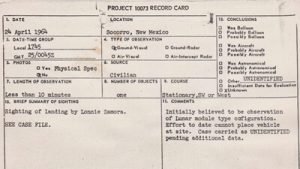 Socorro UFO Sighting case file